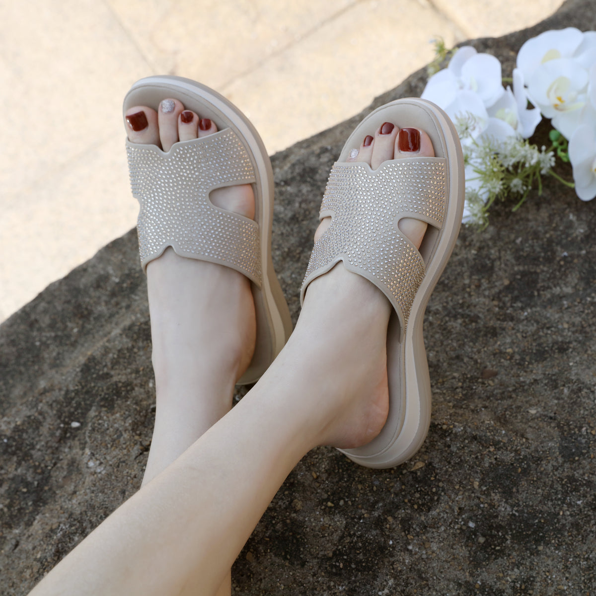 Rhinestone Platform Sandals - Sparkly Summer Shoes - glam sandals platform sandals rhinestone sandals