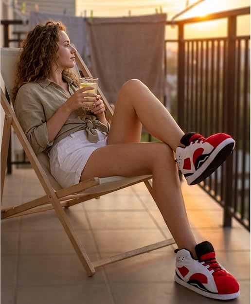 Red Sneaker Slippers for Women Men - Funny Novelty Cozy Warm Indoor Shoes - animal slippers cozy indoor slippers non-slip cute slippers for women