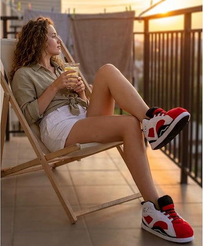 Red Sneaker Slippers for Women Men - Funny Novelty Cozy Warm Indoor Shoes - animal slippers cozy indoor slippers non-slip cute slippers for women