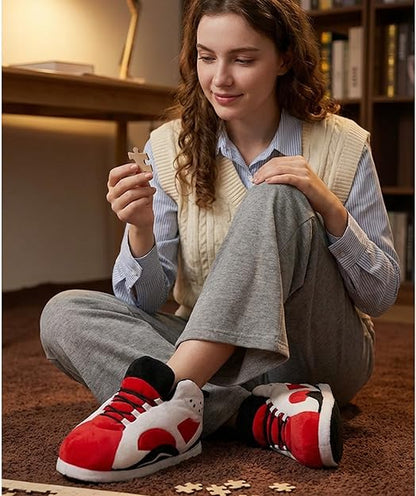 Red Sneaker Slippers for Women Men - Funny Novelty Cozy Warm Indoor Shoes - animal slippers cozy indoor slippers non-slip cute slippers for women