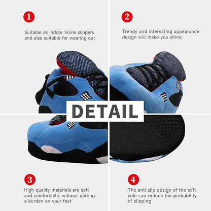 Blue Sneaker Slippers for Women Men - Funny Novelty Cozy Indoor Shoes - blue sneaker cozy indoor slippers non-slip cute slippers for women