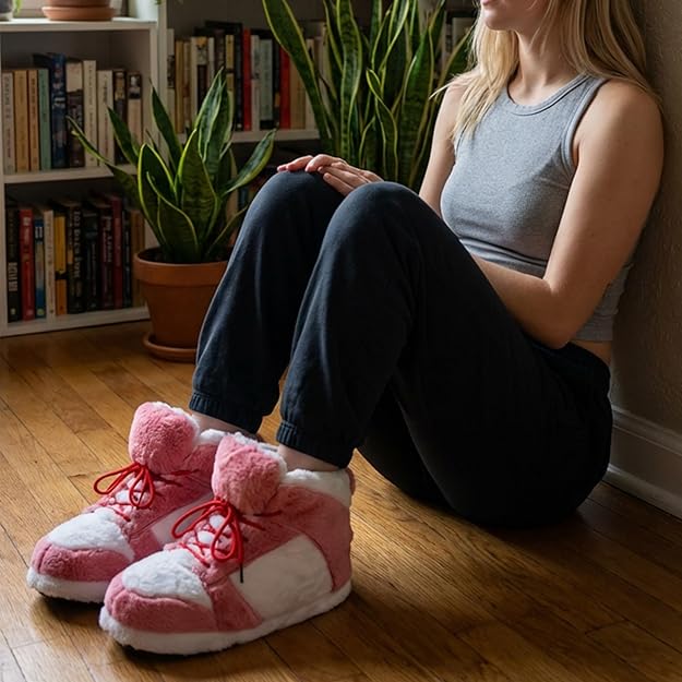 Pink Sneaker Slippers for Women - Cute Funny Novelty Cozy Indoor House Shoes - cozy indoor slippers non-slip cute slippers for women funny slippers