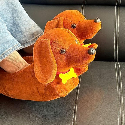Dachshund Bone Animal Slippers for Women Men - Funny Novelty Dog House Shoes - animal slippers women cozy slippers dachshund
