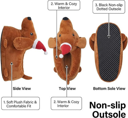 Christmas Dachshund Slippers for Women & Men