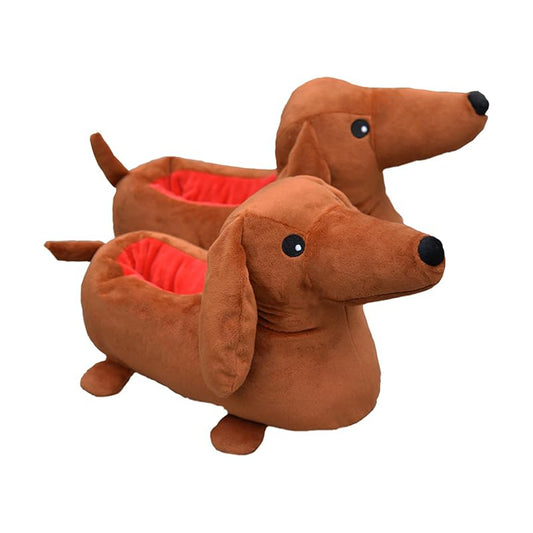 Brown dachshund slippers for women and men by Unimaglif