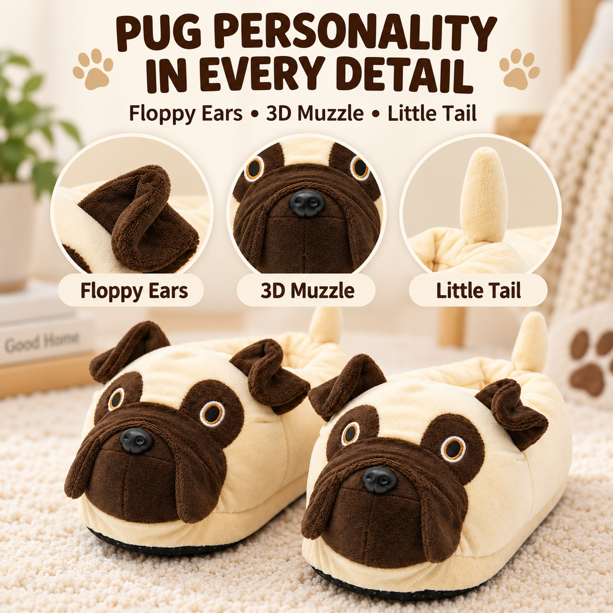 Pug Slippers for Women & Men