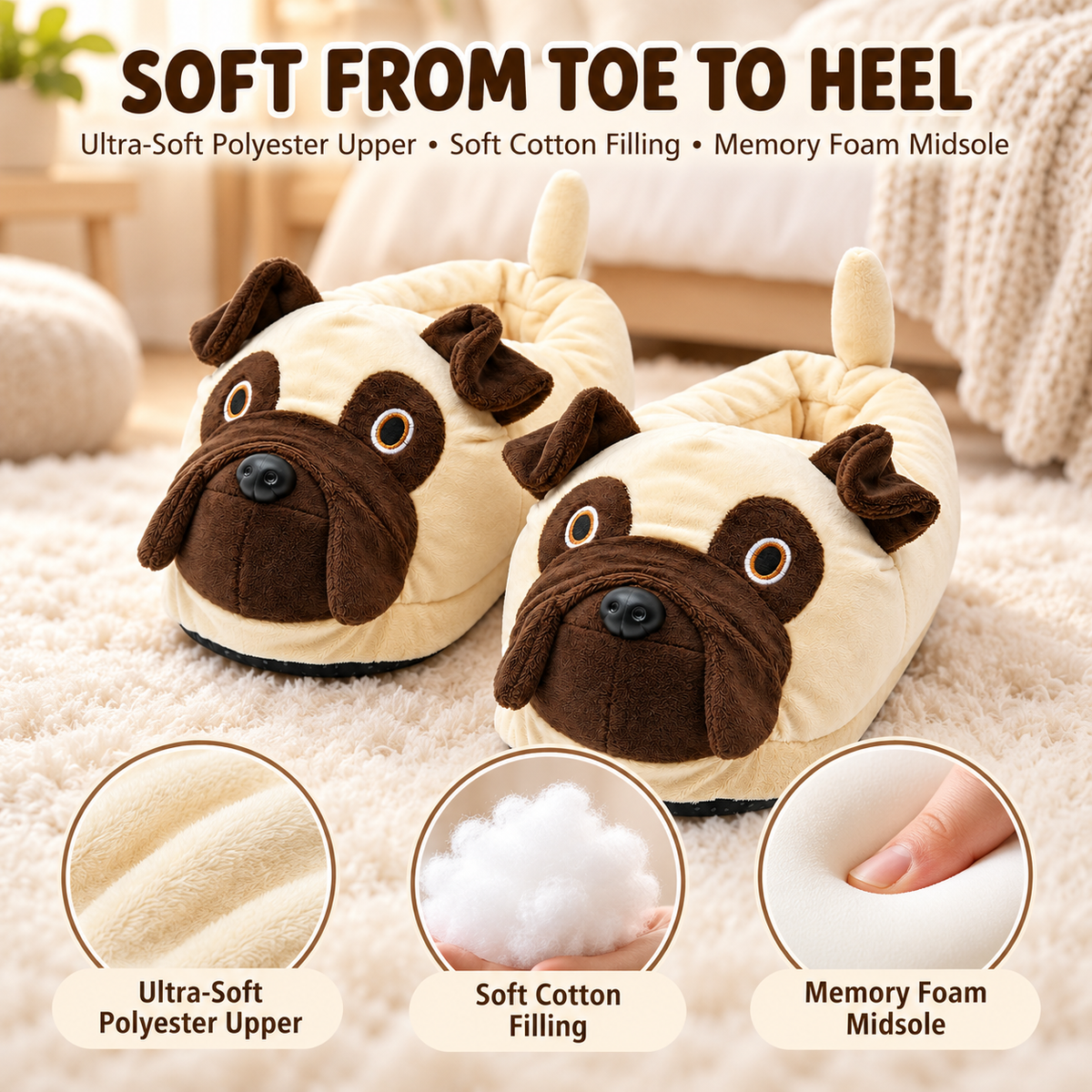 Pug Slippers for Women & Men