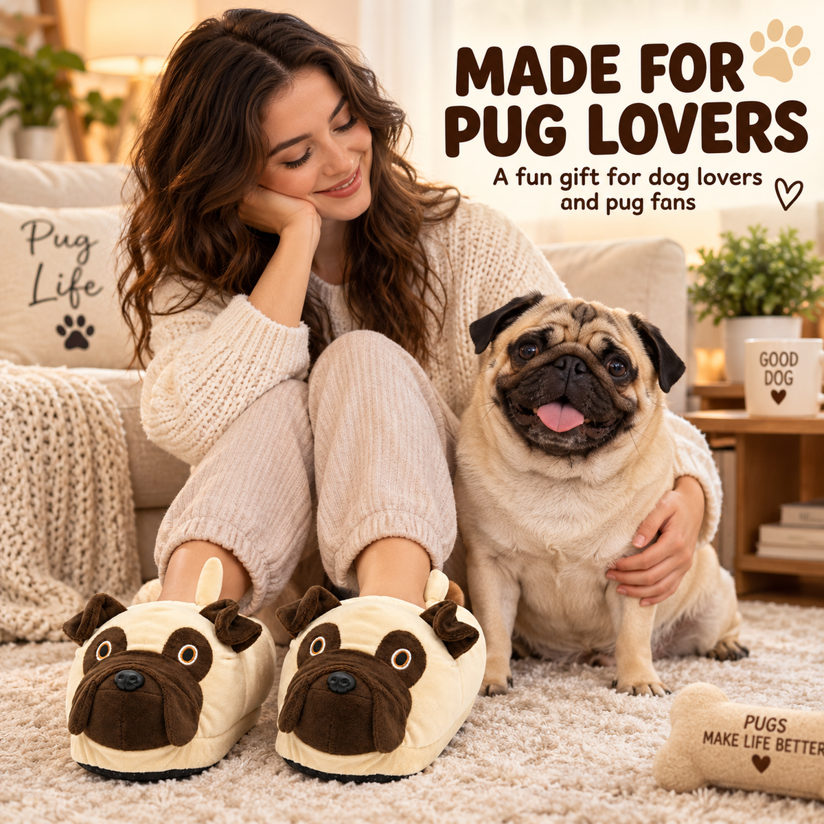 Pug Slippers for Women & Men