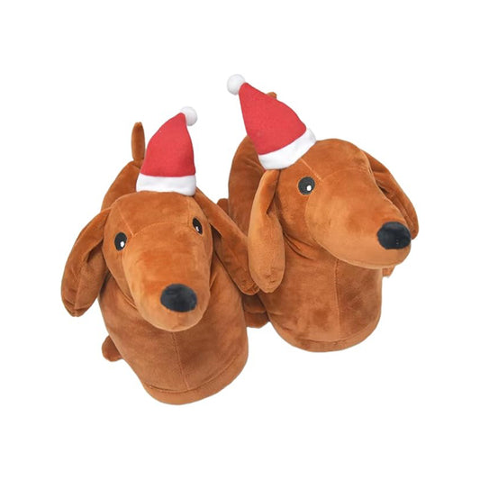 Christmas Dachshund Animal Slippers for Women Men - Funny Novelty Dog Holiday Gift - animal slippers women dachshund slippers dog lovers