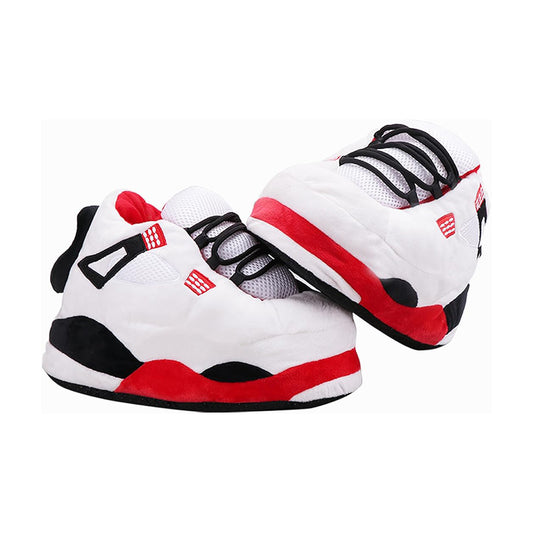 White sneaker slippers with black and red details by Unimaglif