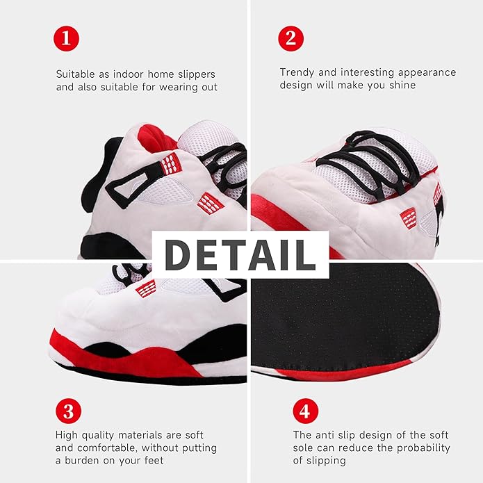 White sneaker slippers with soft upper and non-slip sole details