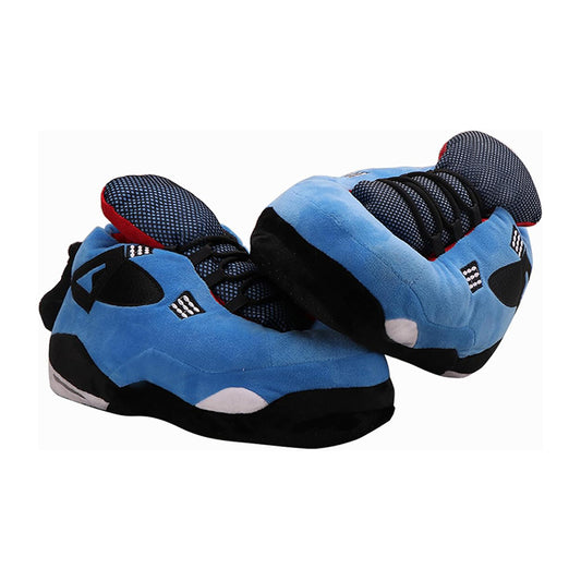 Blue Sneaker Slippers for Women Men - Funny Novelty Cozy Indoor Shoes - blue sneaker cozy indoor slippers non-slip cute slippers for women